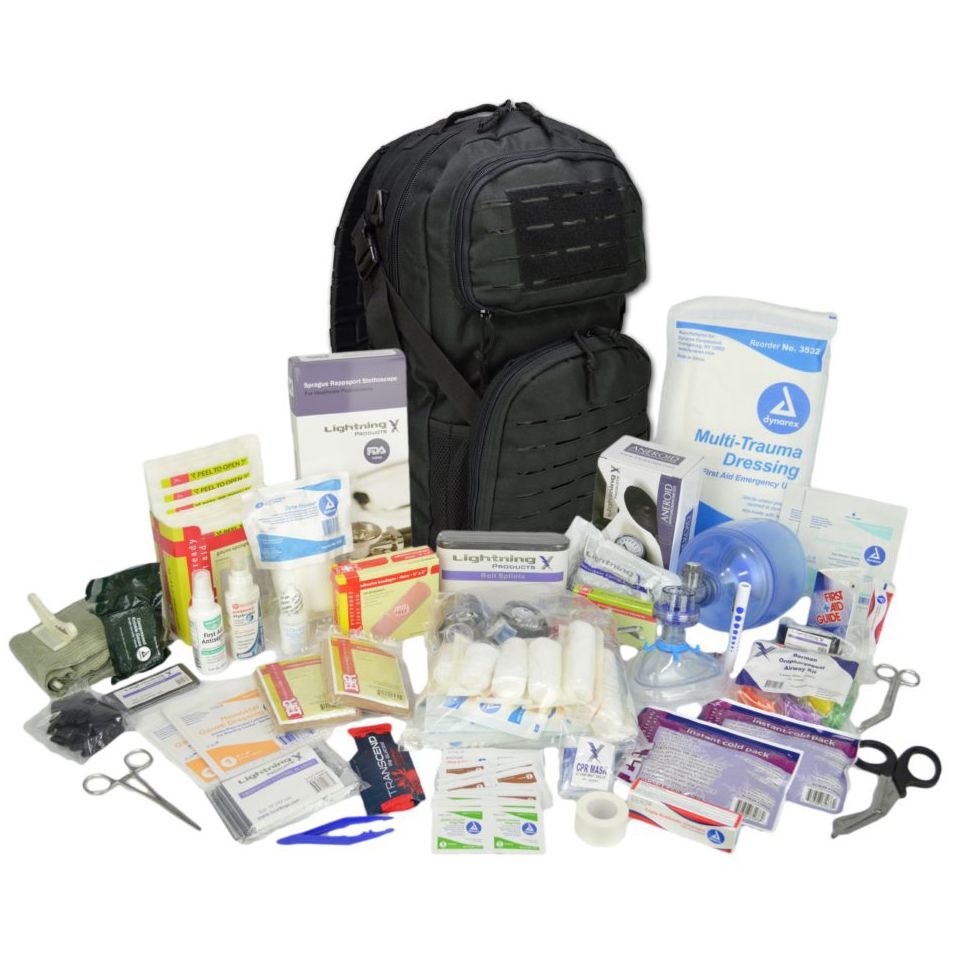 Lightning X Stocked Modular Trauma & Bleeding First Aid Responder Medical Backpack Kit 