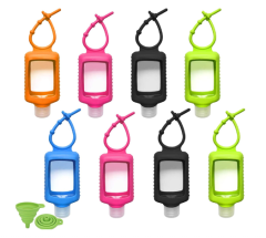 8 PCS Hand Sanitizer Holder Keychain, 60ml/2oz Empty Travel Size Bottles with Silicone Keychain